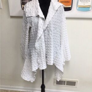 Giovanna Textured White Open Front Jacket M